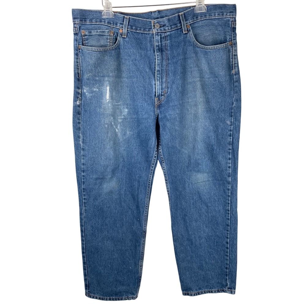 Levis 550 Relaxed Fit Jeans Mens 40x30 Blue Medium Wash Denim Cotton Thrashed